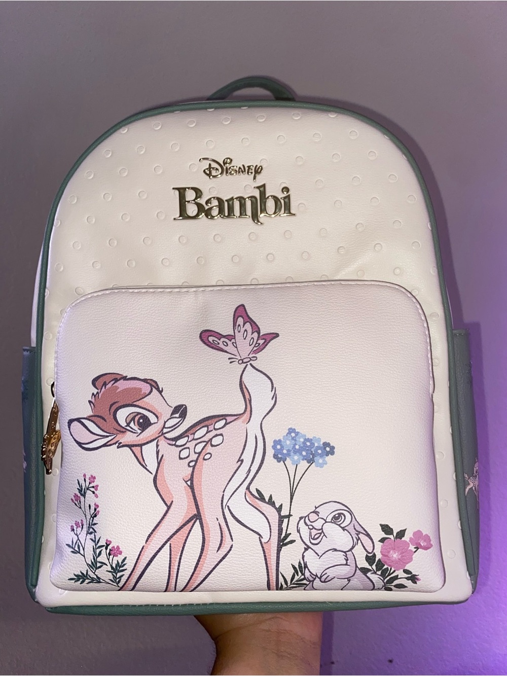Disney Bambi White Backpack with Pink and Mint Accents